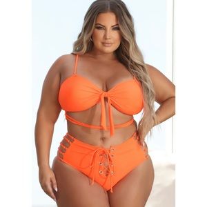 Poolside Drinks Lace Up 2 Piece Bikini NWT